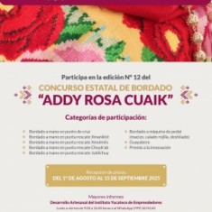 Lanzan Concurso Estatal de Bordado Addy Rosa Cuaik