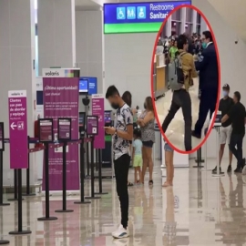Por no dejarlo abordar por la fila VIP, ebrio agrede a sobrecargo en el aeropuerto de Mérida